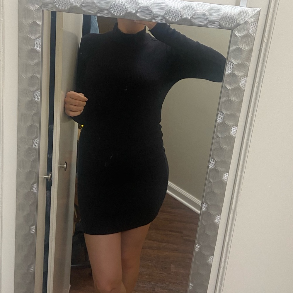 Abercrombie and Fitch black mini mockneck turtleneck dress size small